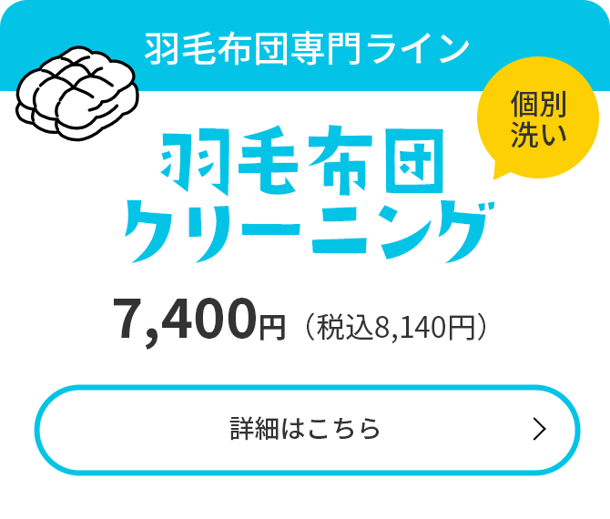 羽毛布団専門ライン【羽毛布団クリーニング（個別洗い）】7,200円（税込7,920円）